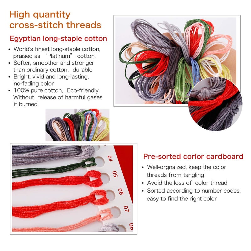 ITSTITCH Printed Cross Stitch Kits 11CT 27X27 inch DIY Embroidery Starter Kits Easy Patterns Embroidery for Girls Crafts DMC Stamped Cross-Stitch Supplies Needlework Honliday Wreath - Image 2